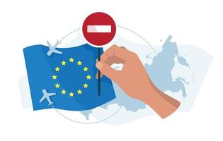 Einreiseverbot in EU-Staaten. Hand unterschreiben. Vektorbild. vektor