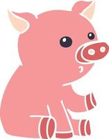 skurriles handgezeichnetes Cartoon-Schwein vektor