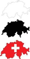 schweiz flagga och Karta på vit bakgrund. Karta schweiz tecken. platt stil. vektor