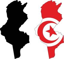 Karta av tunisien på vit bakgrund. Karta och flagga av tunisien. platt stil. vektor