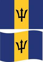 Flagge von Barbados auf weißem Hintergrund. Nationalflagge von Barbados. schwenkende Flagge von Barbados. flacher Stil. vektor