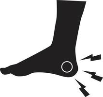 Fußschmerzen-Symbol auf weißem Hintergrund. Zeichen für Fersenschmerzen. Konzept der Körperschmerzen. flacher Stil. vektor