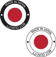 bricka med japan flagga. tillverkad i japan stämpel. tillverkad i japan märka. platt stil. vektor