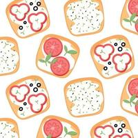 Muster mit Sandwiches. Muster mit Sandwich mit Tomate, Paprika. Vektor-Illustration. vektor