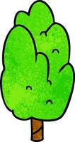 strukturierter Cartoon-Doodle einzelner grüner Baum vektor