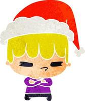 weihnachtsretro-karikatur des kawaii jungen vektor