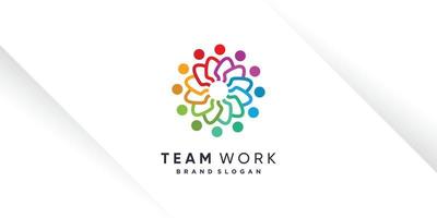 Teamwork-Logo-Designvektor mit einzigartigem Stil für Wohltätigkeit, Menschlichkeit, Gemeinschaft oder Gruppe vektor