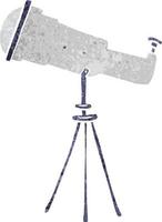 retro tecknad doodle av ett stort teleskop vektor