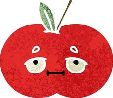 roter Apfel der Retro- Illustrationsartkarikatur vektor