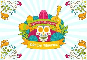 festliches dia de muertos mexikanisches feiertagshintergrunddesign vektor