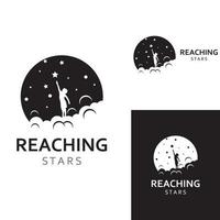 ein Logo, um die Sterne zu erreichen, oder ein Logo, um einen Traum oder ein Ziel zu erreichen. Logo unter Verwendung der Konzeptdesign-Vektorillustrationsschablone. vektor