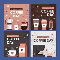 internationell kaffe dag firande social media posta mall vektor