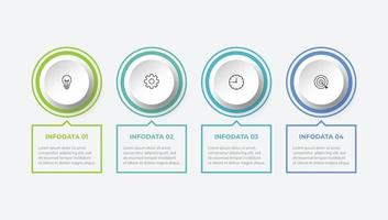 Business-Infografik-Designvorlage mit 4 Optionen, Schritten oder Prozessen. kann für Workflow-Layout, Diagramm, Jahresbericht, Webdesign verwendet werden vektor