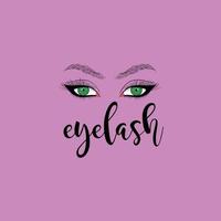 Logo-Design für Salon- und Wimpernmacher-Erweiterungen mit Beauty-Girl-Vektorillustrations-Icon-Grafik vektor