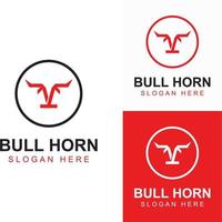 tjurhuvud horn logotyp. med hjälp av en vektor illustration mall designkoncept.