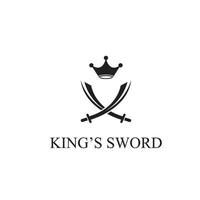 Schwert, Schild und Königsschwert-Logo. Logo-Design-Vektor-Illustration-Vorlage. vektor