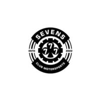 vintage sieben club motor logo vektor modern