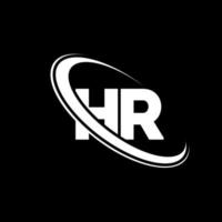 hr-Logo. HR-Design. weißer hr-brief. hr-Brief-Logo-Design. Anfangsbuchstabe hr verknüpfter Kreis Monogramm-Logo in Großbuchstaben. vektor