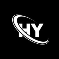 hy logotyp. h y design. vit hy brev. hy brev logotyp design. första brev hy länkad cirkel versal monogram logotyp. vektor