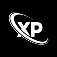 XP-Logo. XP-Design. weißer XP-Buchstabe. XP-Brief-Logo-Design. Anfangsbuchstabe xp verknüpfter Kreis Monogramm-Logo in Großbuchstaben. vektor