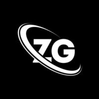 zg logotyp. z g design. vit zg brev. zg brev logotyp design. första brev zg länkad cirkel versal monogram logotyp. vektor