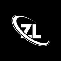 zl logotyp. z l design. vit zl brev. zl brev logotyp design. första brev zl länkad cirkel versal monogram logotyp. vektor