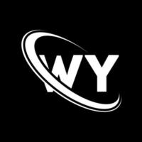 wy-Logo. wy-Design. weißer wy-buchstabe. wy-Buchstaben-Logo-Design. Anfangsbuchstabe wy verknüpfter Kreis Monogramm-Logo in Großbuchstaben. vektor