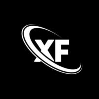 xf logotyp. x f design. vit xf brev. xf brev logotyp design. första brev xf länkad cirkel versal monogram logotyp. vektor