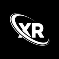 xr logotyp. x r design. vit xr brev. xr brev logotyp design. första brev xr länkad cirkel versal monogram logotyp. vektor