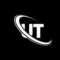 ut logotyp. u t design. vit ut brev. ut brev logotyp design. första brev ut länkad cirkel versal monogram logotyp. vektor