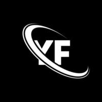 yf logotyp. y f design. vit yf brev. yf brev logotyp design. första brev yf länkad cirkel versal monogram logotyp. vektor