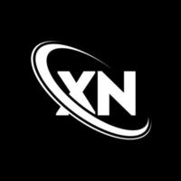 xn-Logo. xn-Design. weißer xn-Buchstabe. xn-Buchstaben-Logo-Design. Anfangsbuchstabe xn verknüpfter Kreis Monogramm-Logo in Großbuchstaben. vektor