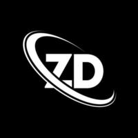 zd-Logo. zd-Design. weißer zd-buchstabe. zd-Buchstaben-Logo-Design. Anfangsbuchstabe zd verknüpfter Kreis Monogramm-Logo in Großbuchstaben. vektor