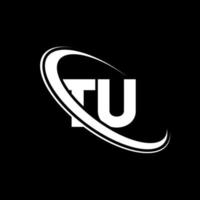 tu-Logo. dein Design. weißer Tu-Buchstabe. tu-Brief-Logo-Design. Anfangsbuchstabe tu verknüpfter Kreis Monogramm-Logo in Großbuchstaben. vektor