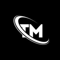 tm logotyp. t m design. vit tm brev. tm brev logotyp design. första brev tm länkad cirkel versal monogram logotyp. vektor