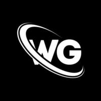 wg-Logo. WG-Design. weißer WG-Buchstabe. WG-Brief-Logo-Design. Anfangsbuchstabe wg verknüpfter Kreis Monogramm-Logo in Großbuchstaben. vektor