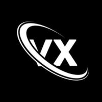 vx-Logo. vx-Design. weißer vx-buchstabe. vx-Brief-Logo-Design. Anfangsbuchstabe vx verknüpfter Kreis Monogramm-Logo in Großbuchstaben. vektor