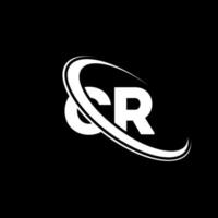 cr logotyp. c r design. vit cr brev. cr brev logotyp design. första brev cr länkad cirkel versal monogram logotyp. vektor