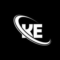 Ke-Logo. Ke-Design. weißer ke-buchstabe. ke-Buchstaben-Logo-Design. Anfangsbuchstabe ke verknüpfter Kreis Monogramm-Logo in Großbuchstaben. vektor