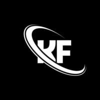 K F logotyp. k f design. vit K F brev. K F brev logotyp design. första brev K F länkad cirkel versal monogram logotyp. vektor