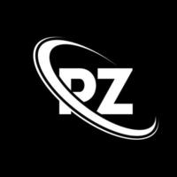 pz logotyp. p z design. vit pz brev. pz brev logotyp design. första brev pz länkad cirkel versal monogram logotyp. vektor