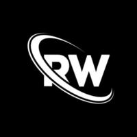 rw-Logo. RW-Design. weißer rw-buchstabe. rw-Buchstaben-Logo-Design. Anfangsbuchstabe rw verknüpfter Kreis Monogramm-Logo in Großbuchstaben. vektor
