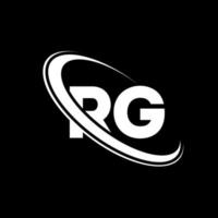 rg logotyp. r g design. vit rg brev. rg brev logotyp design. första brev rg länkad cirkel versal monogram logotyp. vektor