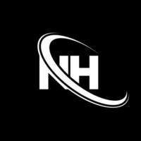 nh-Logo. nh-Design. weißer nh-Buchstabe. nh-Buchstaben-Logo-Design. Anfangsbuchstabe nh verknüpfter Kreis Monogramm-Logo in Großbuchstaben. vektor