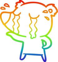 Regenbogengradientenlinie Zeichnung Cartoon weinender Eisbär vektor
