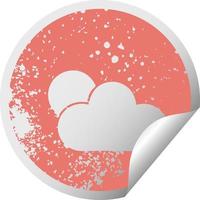 Distressed Circular Peeling Sticker Symbol Sonne und Wolke vektor