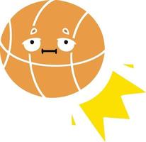 Retro- Cartoon-Basketball in flacher Farbe vektor