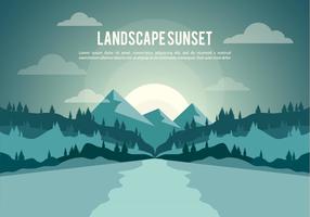 Gratis Landskap Sunset Illustration Vektor Bakgrund