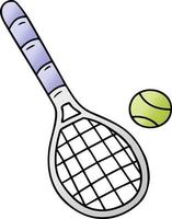 Farbverlauf Cartoon Doodle Tennisschläger und Ball vektor