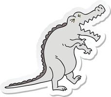 Aufkleber eines skurrilen, handgezeichneten Cartoon-Krokodils vektor
